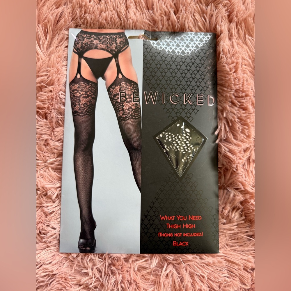 Be Wicked Black Lace Thigh Highs